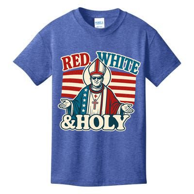Red White & Holy Pope Leo XIV First American Pope  Kids T-Shirt