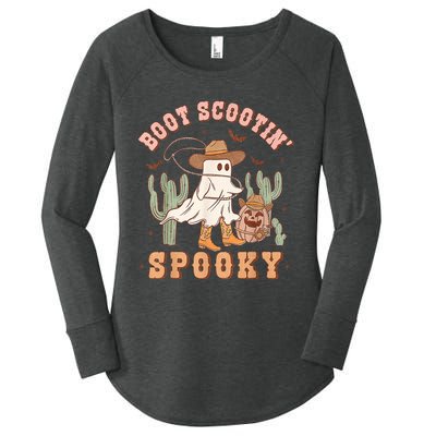 Retro Western Halloween Cowboy Ghost Boot Scootin Spooky Women's Perfect Tri Tunic Long Sleeve Shirt