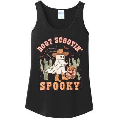 Retro Western Halloween Cowboy Ghost Boot Scootin Spooky Ladies Essential Tank