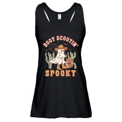 Retro Western Halloween Cowboy Ghost Boot Scootin Spooky Ladies Essential Flowy Tank