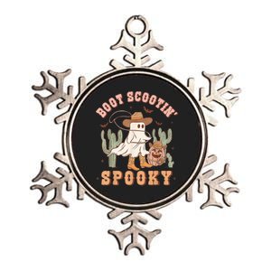 Retro Western Halloween Cowboy Ghost Boot Scootin Spooky Metallic Star Ornament