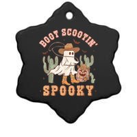 Retro Western Halloween Cowboy Ghost Boot Scootin Spooky Ceramic Star Ornament