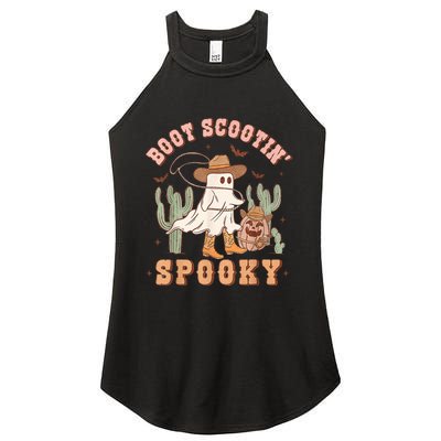 Retro Western Halloween Cowboy Ghost Boot Scootin Spooky Women's Perfect Tri Rocker Tank