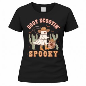 Retro Western Halloween Cowboy Ghost Boot Scootin Spooky Women's T-Shirt