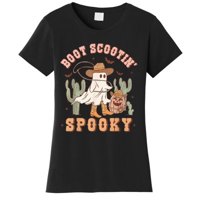 Retro Western Halloween Cowboy Ghost Boot Scootin Spooky Women's T-Shirt