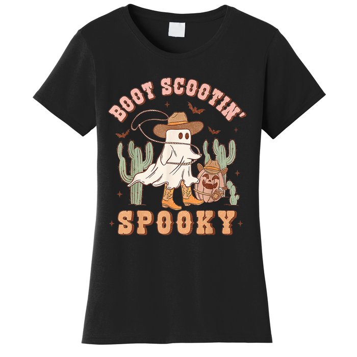 Retro Western Halloween Cowboy Ghost Boot Scootin Spooky Women's T-Shirt