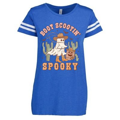 Retro Western Halloween Cowboy Ghost Boot Scootin Spooky Enza Ladies Jersey Football T-Shirt