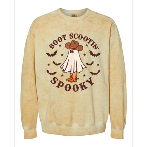 Retro Western Halloween Cute Ghost Funny Boot Scootin Spooky Colorblast Crewneck Sweatshirt