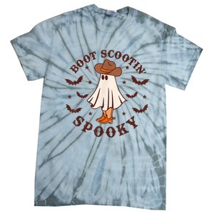 Retro Western Halloween Cute Ghost Funny Boot Scootin Spooky Tie-Dye T-Shirt