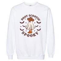 Retro Western Halloween Cute Ghost Funny Boot Scootin Spooky Garment-Dyed Sweatshirt