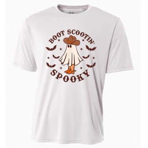 Retro Western Halloween Cute Ghost Funny Boot Scootin Spooky Cooling Performance Crew T-Shirt