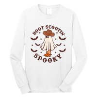 Retro Western Halloween Cute Ghost Funny Boot Scootin Spooky Long Sleeve Shirt