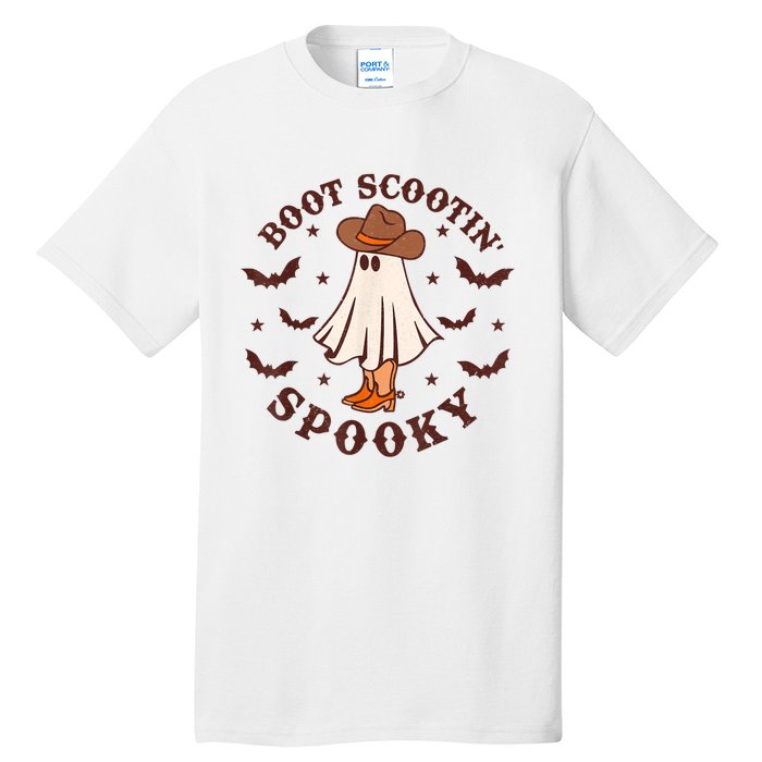 Retro Western Halloween Cute Ghost Funny Boot Scootin Spooky Tall T-Shirt