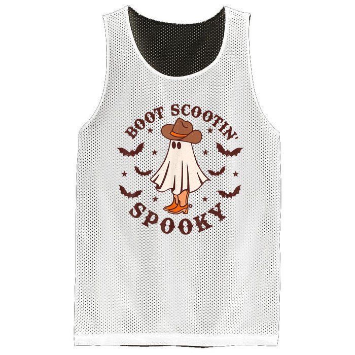 Retro Western Halloween Cute Ghost Funny Boot Scootin Spooky Mesh Reversible Basketball Jersey Tank