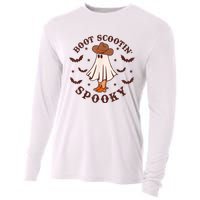 Retro Western Halloween Cute Ghost Funny Boot Scootin Spooky Cooling Performance Long Sleeve Crew