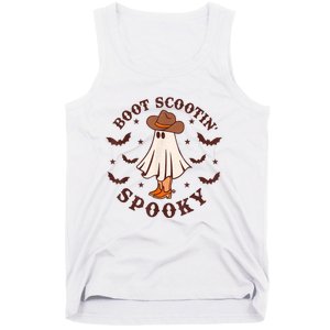 Retro Western Halloween Cute Ghost Funny Boot Scootin Spooky Tank Top