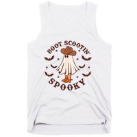 Retro Western Halloween Cute Ghost Funny Boot Scootin Spooky Tank Top