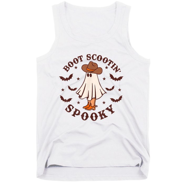 Retro Western Halloween Cute Ghost Funny Boot Scootin Spooky Tank Top