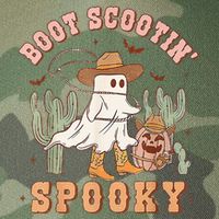 Retro Western Halloween Cow Ghost Boot Scootin Spooky Legacy Tie Dye Trucker Hat