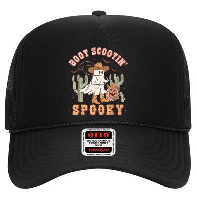 Retro Western Halloween Cow Ghost Boot Scootin Spooky Trucker Hat