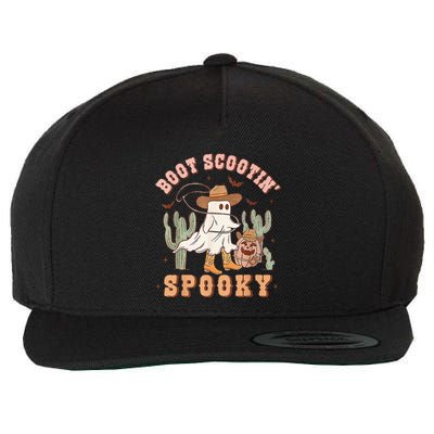 Retro Western Halloween Cow Ghost Boot Scootin Spooky Wool Snapback Cap