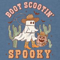 Retro Western Halloween Cow Ghost Boot Scootin Spooky Garment-Dyed Sweatshirt