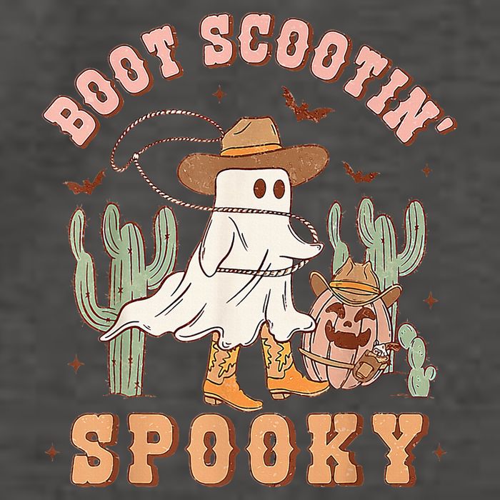Retro Western Halloween Cow Ghost Boot Scootin Spooky Vector Backpack