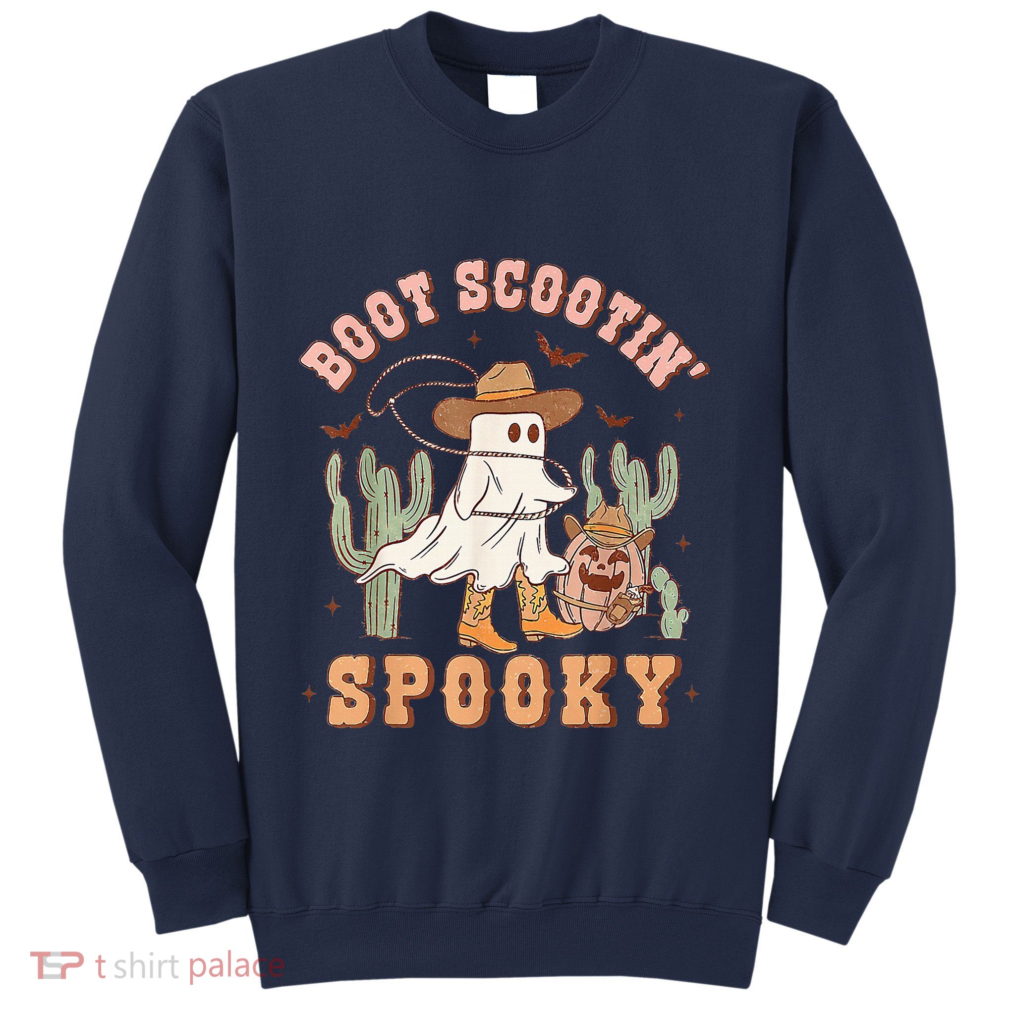 Retro Western Halloween Cow Ghost Boot Scootin Spooky Sweatshirt
