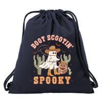 Retro Western Halloween Cow Ghost Boot Scootin Spooky Drawstring Bag