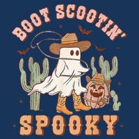 Retro Western Halloween Cow Ghost Boot Scootin Spooky Drawstring Bag