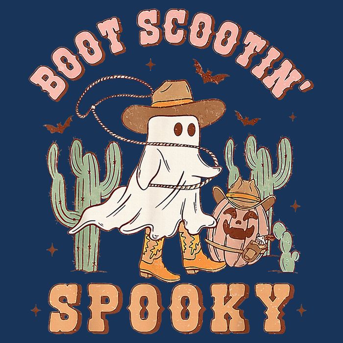 Retro Western Halloween Cow Ghost Boot Scootin Spooky Drawstring Bag