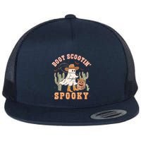 Retro Western Halloween Cow Ghost Boot Scootin Spooky Flat Bill Trucker Hat