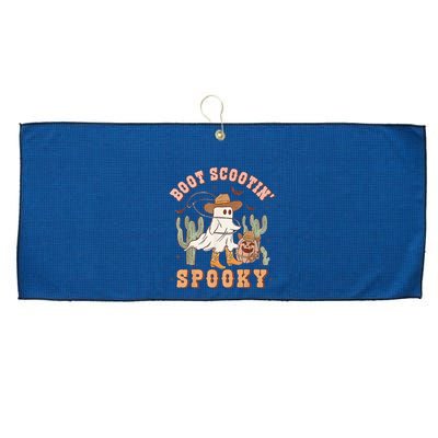 Retro Western Halloween Cow Ghost Boot Scootin Spooky Large Microfiber Waffle Golf Towel