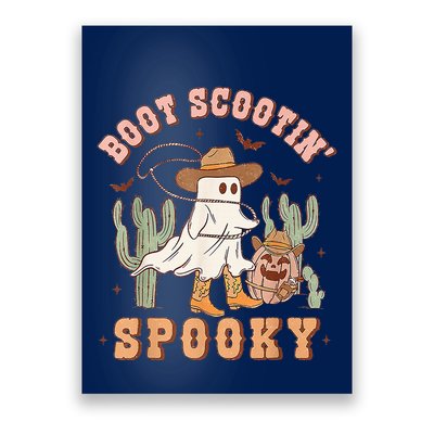 Retro Western Halloween Cow Ghost Boot Scootin Spooky Poster