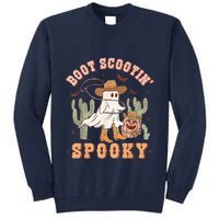 Retro Western Halloween Cow Ghost Boot Scootin Spooky Tall Sweatshirt