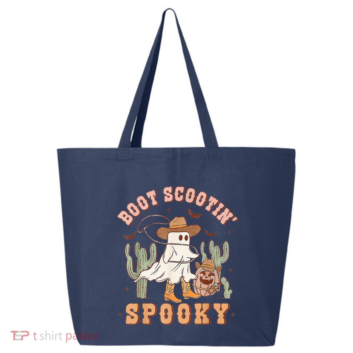 Retro Western Halloween Cow Ghost Boot Scootin Spooky 25L Jumbo Tote