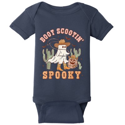 Retro Western Halloween Cow Ghost Boot Scootin Spooky Baby Bodysuit