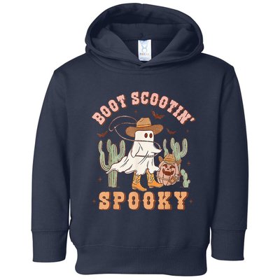 Retro Western Halloween Cow Ghost Boot Scootin Spooky Toddler Hoodie