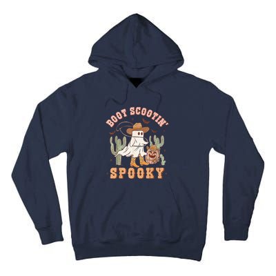 Retro Western Halloween Cow Ghost Boot Scootin Spooky Tall Hoodie