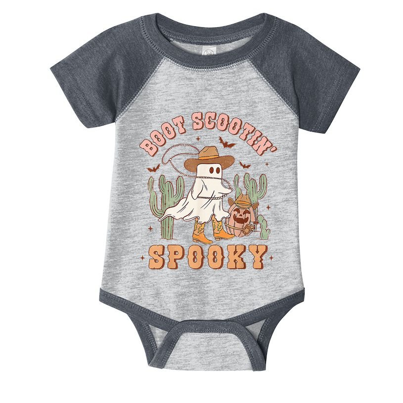 Retro Western Halloween Cow Ghost Boot Scootin Spooky Infant Baby Jersey Bodysuit
