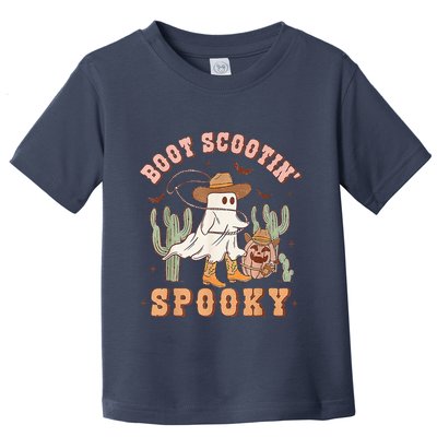 Retro Western Halloween Cow Ghost Boot Scootin Spooky Toddler T-Shirt