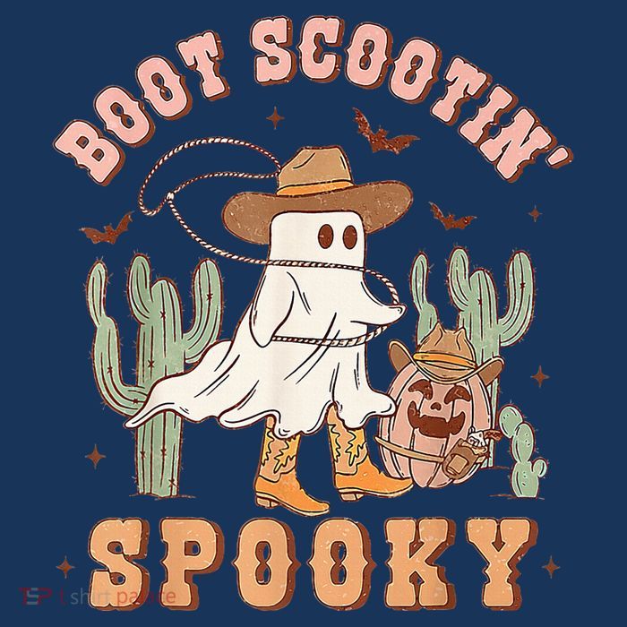Retro Western Halloween Cow Ghost Boot Scootin Spooky Toddler T-Shirt