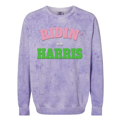 Ridin With Harris Democrat Colorblast Crewneck Sweatshirt