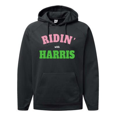 Ridin With Harris Democrat Performance Fleece Hoodie