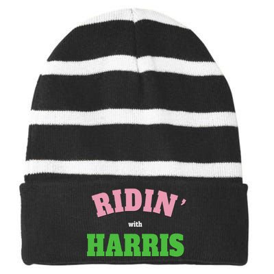 Ridin With Harris Democrat Striped Beanie with Solid Band