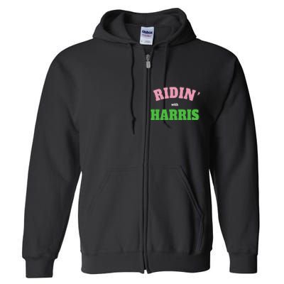 Ridin With Harris Democrat Full Zip Hoodie