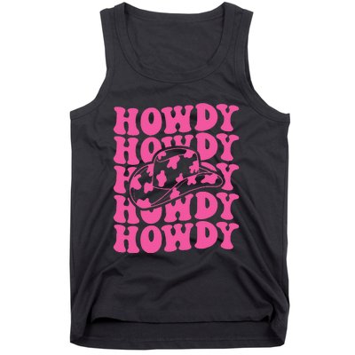 Rodeo White Howdy Western Cowboy Hat Southern Tank Top