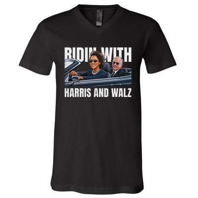 Ridin With Harris And Walz President Kamala Harris Tim Walz V-Neck T-Shirt