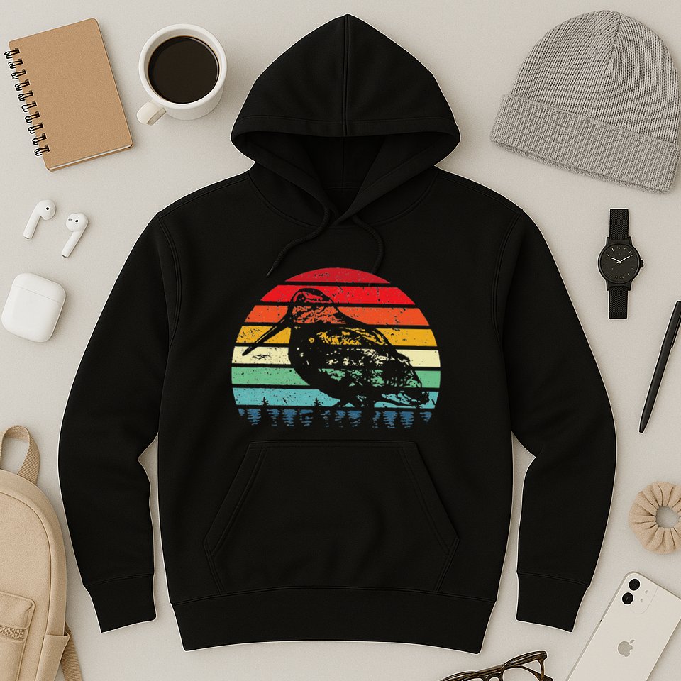 Retro Woodcock Hunter Timberdoodle Bogsucker Hokumpoke Gifts Hoodie