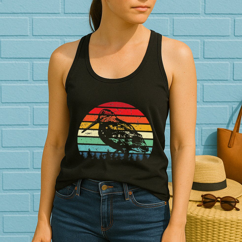 Retro Woodcock Hunter Timberdoodle Bogsucker Hokumpoke Gifts Womens Tank Top